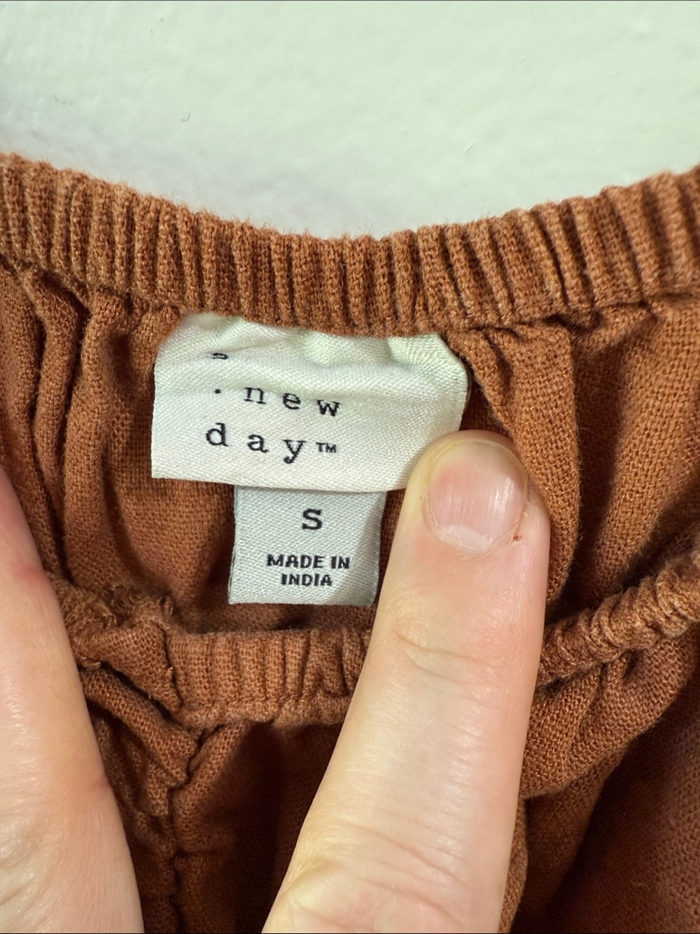 Milkmaid Rust Orange Linen Blend Peasant Crop Top Puff Sleeve Cottagecore Size S - Picture 7 of 8